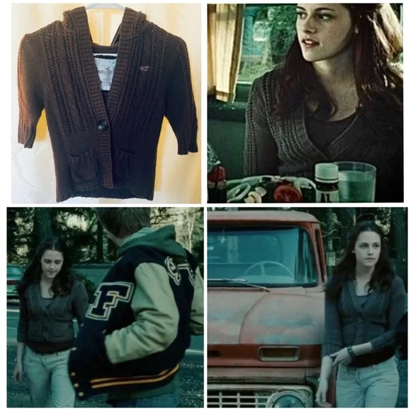 EXTREMELY RARE Twilight Y2K Hollister Bella Swan Brown Baby Doll Cardigan - Picture 2 of 4